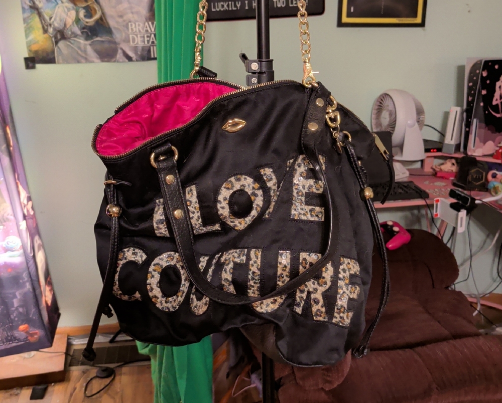 Juicy Couture Black and Gold Shoulder Bag